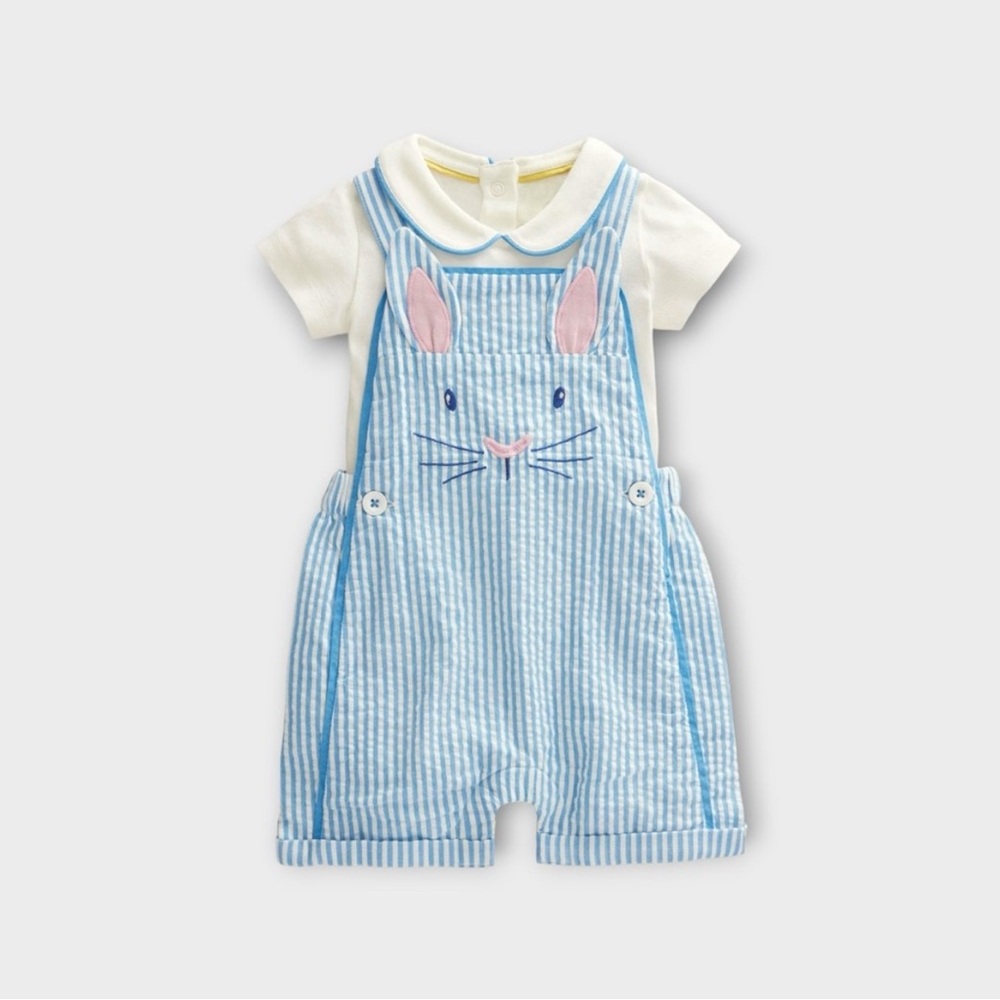 Baby Boden Striped Bunny Overall Set 12-18 months